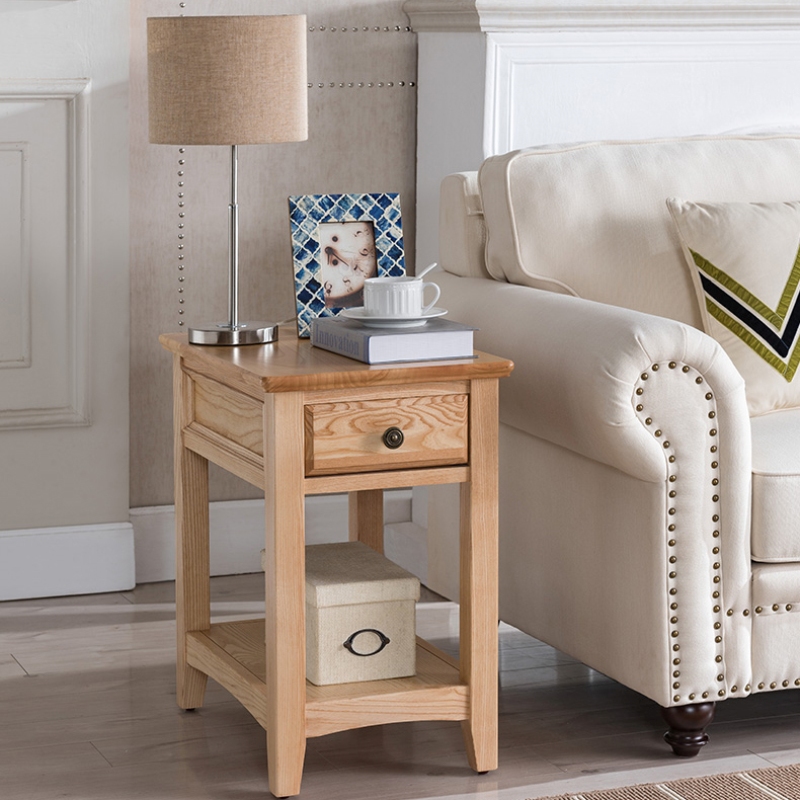 Antique Side Table with Drawer and Shelf